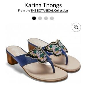 Brighton Butterfly Sandals Karina Azure Shoes 7 1/2 M Navy Blue NWOB